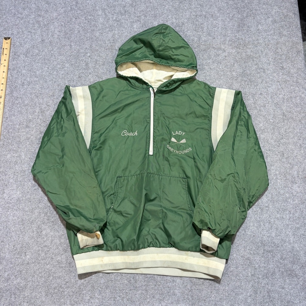 Vintage Betlin Loyola Lady Greyhounds Coach Lacrosse Jacket Green XL USA Made